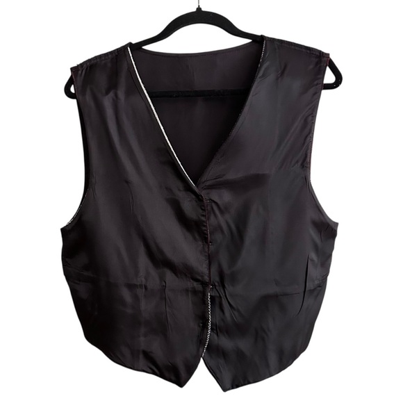 Vintage 80s Melrose Patchwork Waistcoat Vest Wool Blend Velvet Herringbone Sz M - Picture 5 of 9